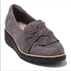 Clarks Gray Suede Loafers